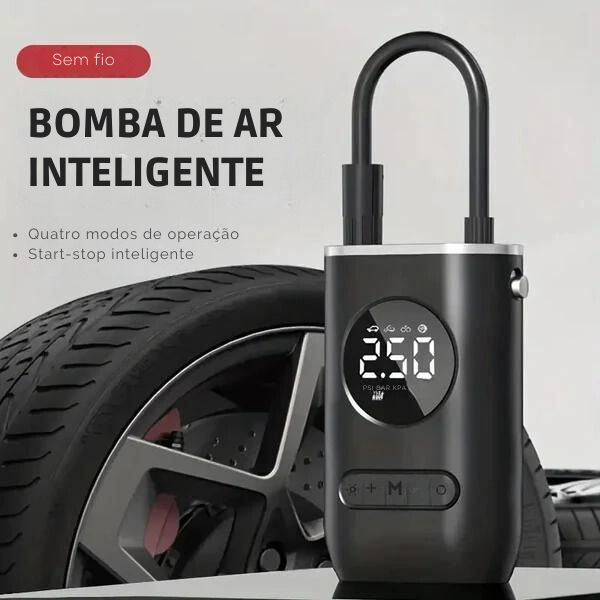 Bomba De Ar Encher Pneu De Carro Bike Moto Portátil Digital